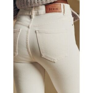 Sezane Le Slim Parfait Jeans- Ecru, Size 12